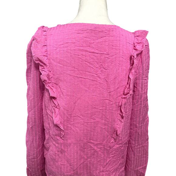 Vero Moda V-Neck Blouse Ruffle Details Lightweight Striped Pattern Pink S NWOT - Picture 5 of 8